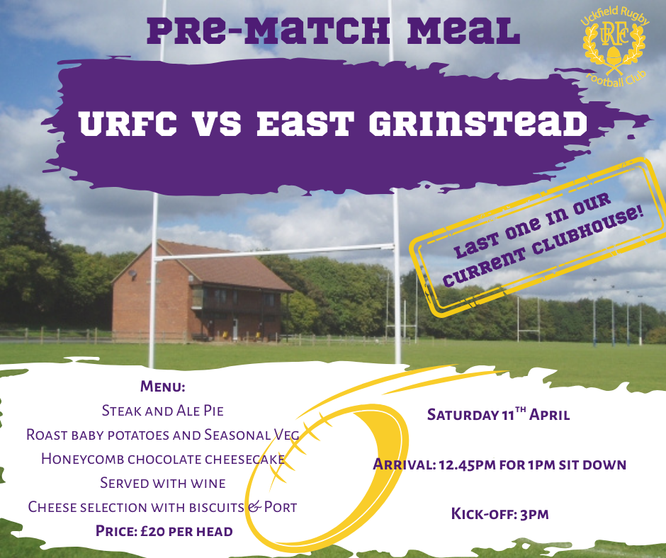 Pre-Match Meal – 11th April